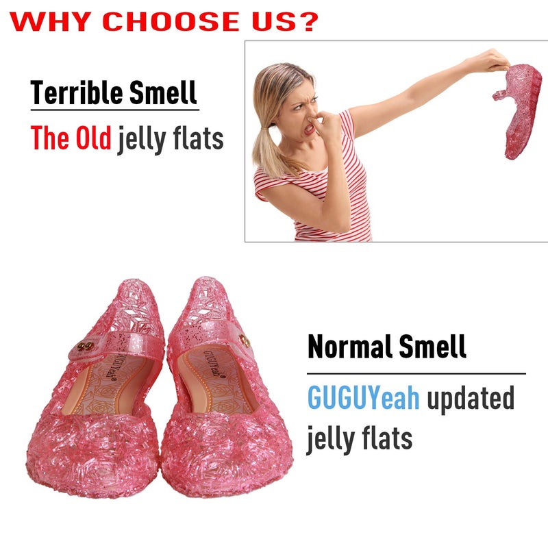 GUGUYeah Pink Princess Costumes Cute Jelly Flats Shoes,Cosplay Birthday Party Dress Up Sandals for Little Girls, Toddler or Kids - Image 2